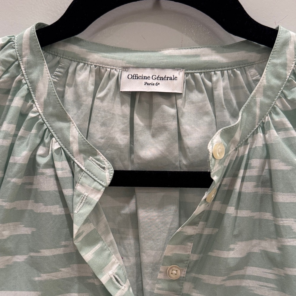 Officine Generale Mint and White Patterned Blouse - Picture 2 of 4